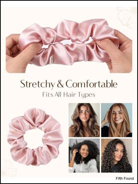 6 Pack Mulberry Silk Scrunchies Gentle Hair Ties main image 4